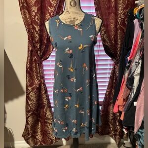 LOFT Blue and Orange Patterned Dress
